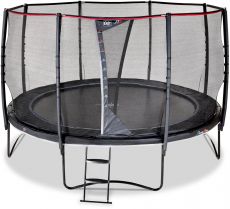 Батут EXIT PeakPro Ø 427 см, black, зі сходами і сіткою